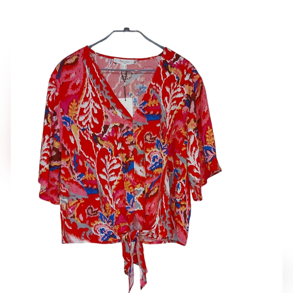 NWT Haver & Blair London Tie Blouse Med Lightweight